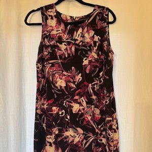 Adrienne Vittadini Navy Blue & Purple Floral Dress